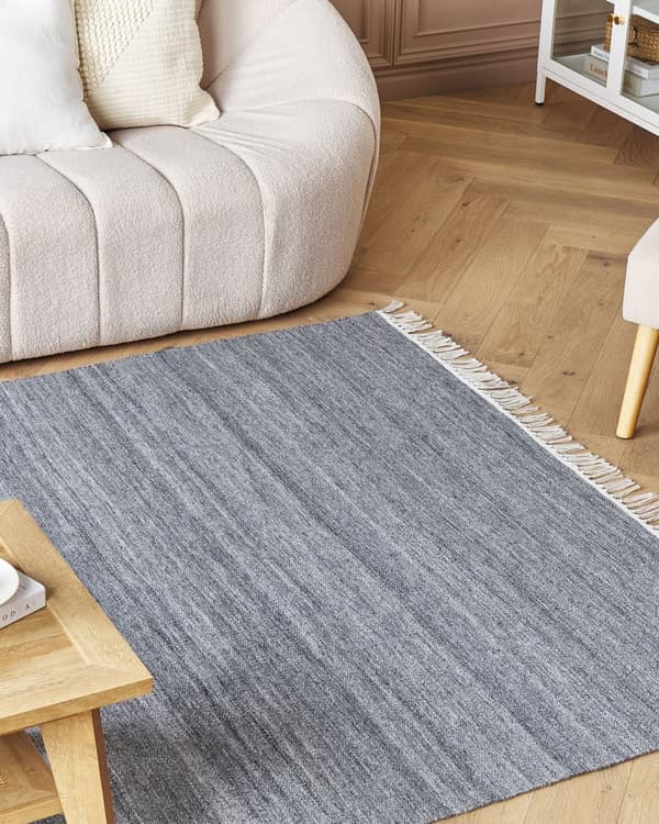 Område Tæppe Grå Genanvendt PET 160 x 230 cm Indendørs Udendørs med Frynser