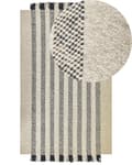 Miniatyrbillede 1 af 7: Tæppe Råhvidt og Sort Uld 160 x 230 cm Rektangulært Håndvævet med Kvaster Moderne Design