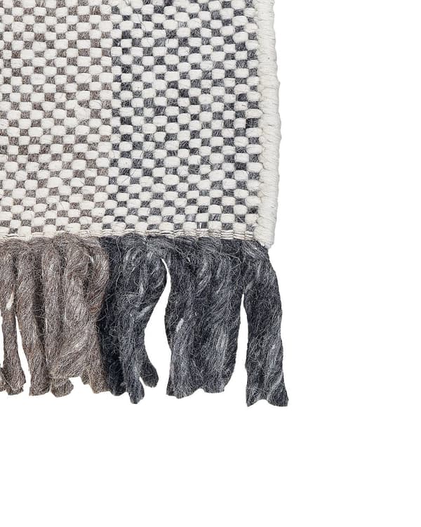 Område tæppe råhvidt uld 140 x 200 cm Rektangulært håndvævet med kvaster Moderne design