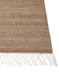 Miniatyrbillede 7 af 7: Gulvtæppe Beige PET 160 x 230 Plasttæppe af Genanvendte Materialer Tæppe til under Sofabord Fladvævet Løs Gulvtæp med Frynser