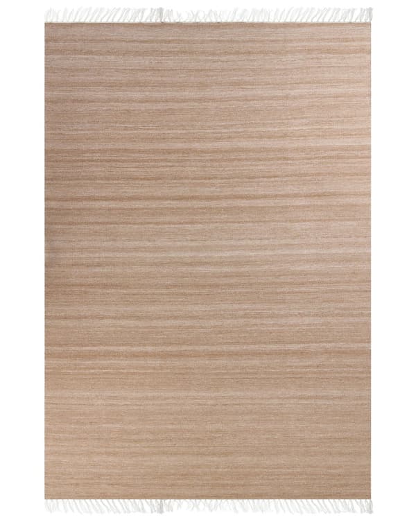 Gulvtæppe Beige PET 160 x 230 Plasttæppe af Genanvendte Materialer Tæppe til under Sofabord Fladvævet Løs Gulvtæp med Frynser