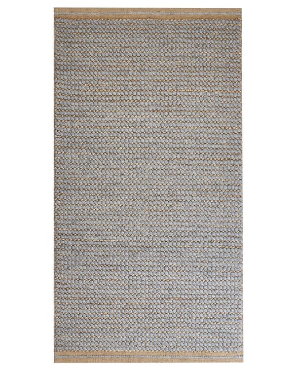 Matta Grå 80 x 150 cm Ull Handvävd Vardagsrum Sovrum Tillbehör