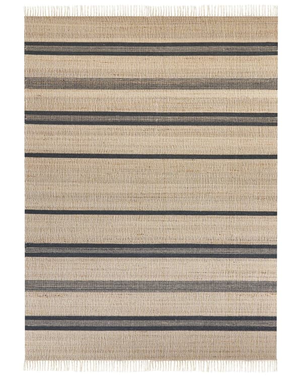 Teppe Jute Beige Grå 160 x 230 cm Dusker Stripete mønster Håndvevd Løper Boho Gang Stue Soverom