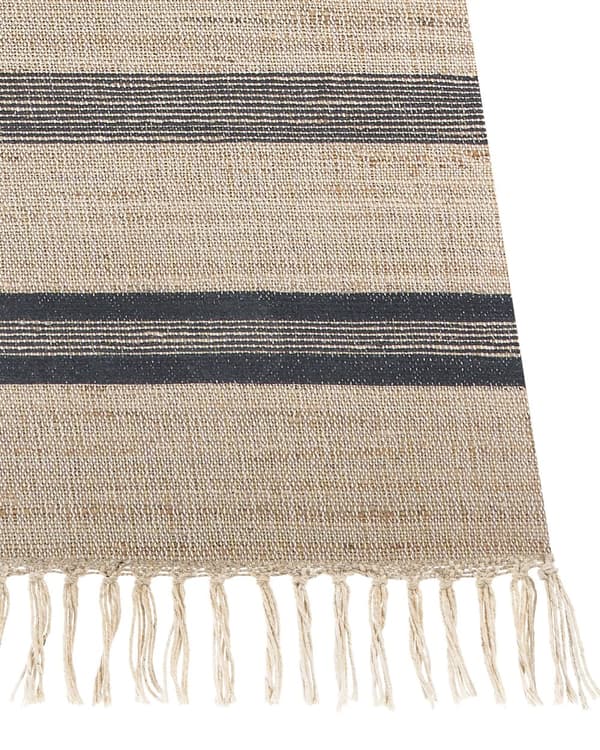 Teppe Jute Beige Grå 160 x 230 cm Dusker Stripete mønster Håndvevd Løper Boho Gang Stue Soverom