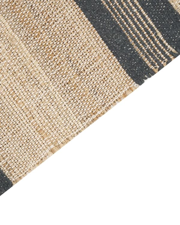 Teppe Jute Beige Grå 160 x 230 cm Dusker Stripete mønster Håndvevd Løper Boho Gang Stue Soverom