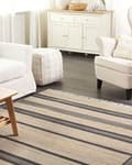 Miniatyrbilde 2 av 7: Teppe Jute Beige Grå 160 x 230 cm Dusker Stripete mønster Håndvevd Løper Boho Gang Stue Soverom