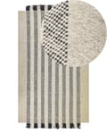 Miniatyrbild 1 av 7: Matta Off-white och Svart Ull 140 x 200 cm Rektangulär Handvävd med Tofsar Modern design
