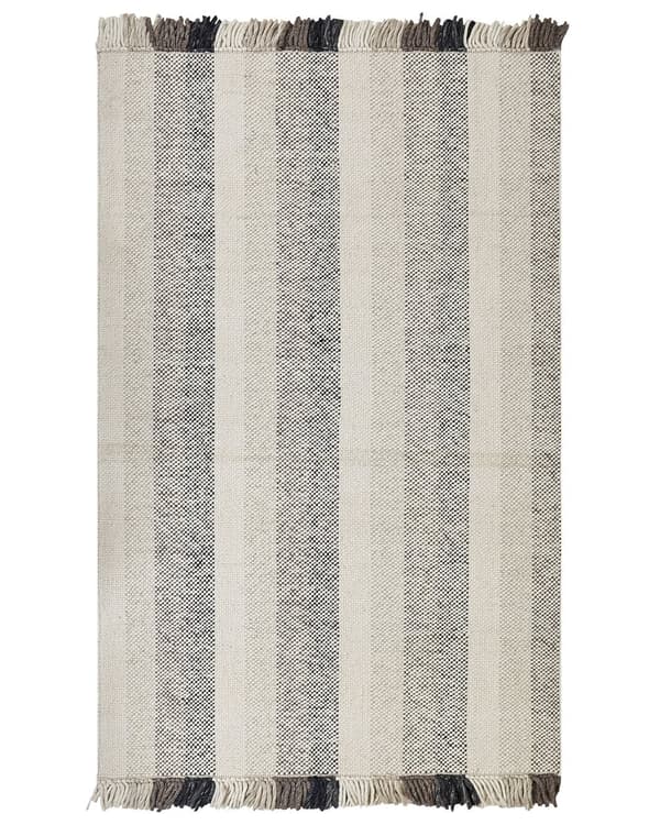 Matta Off-white Ull 160 x 230 cm Rektangulär Handvävd med Tofsar Modern Design Vardagsrum Sovrum