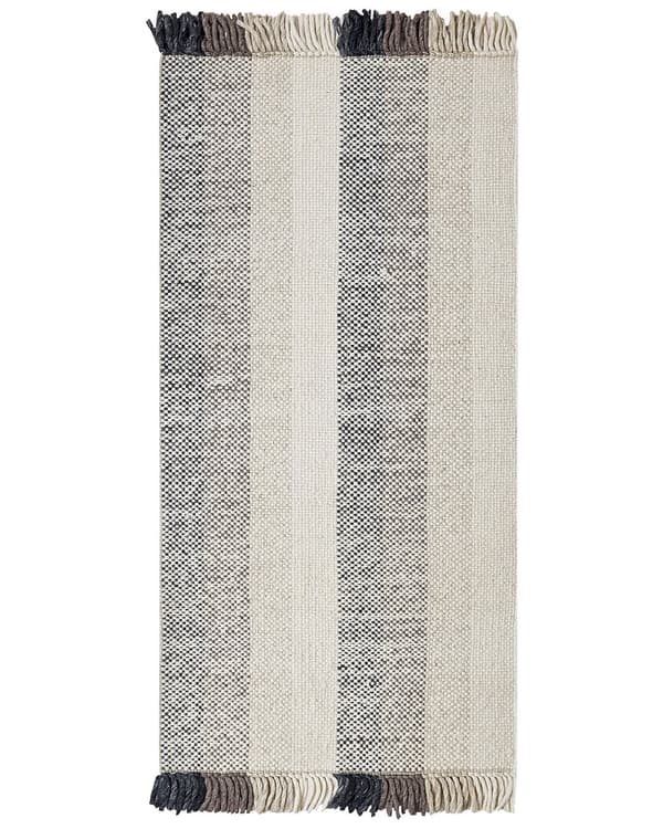 Matto villa luonnonvalkoinen 80 x 150 cm neliskulmainen käsin kudottu hapsuilla moderni tyyli