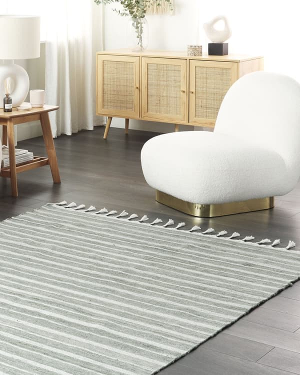 Matto tummanvihreä 140 x 200 cm muovi raidallinen suorakulmio käsintehty sisälle ulos moderni