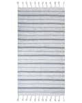 Pikkukuva 1 / 6: Matto luonnonvalkoinen 80 x 150 cm muovi raidallinen suorakulmio käsintehty sisälle ulos moderni