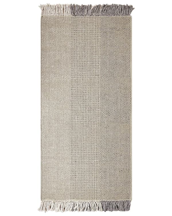 Matto harmaa 80 x 150 cm villa puuvilla suorakulmio hapsut käsintehty skandinaavinen boho
