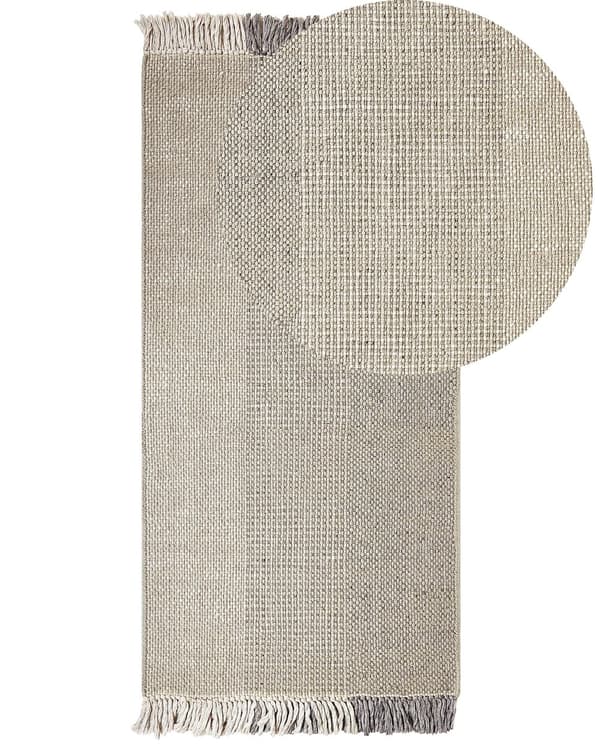 Matto harmaa 80 x 150 cm villa puuvilla suorakulmio hapsut käsintehty skandinaavinen boho
