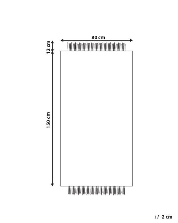 Matto beige musta 80 x 150 cm villa puuvilla suorakulmio hapsut käsintehty skandinaavinen