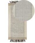 Pikkukuva 1 / 7: Matto beige musta 80 x 150 cm villa puuvilla suorakulmio hapsut käsintehty skandinaavinen