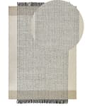Pikkukuva 1 / 8: Matto beige musta 160 x 230 cm villa puuvilla suorakulmio hapsut käsintehty skandinaavinen