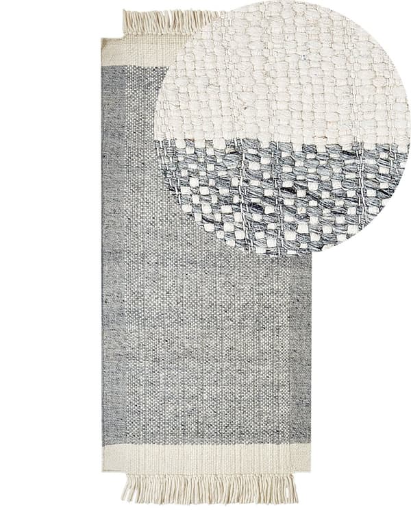 Matto villa harmaa/luonnonvalkoinen 80 x 150 cm neliskulmainen käsin kudottu moderni tyyli