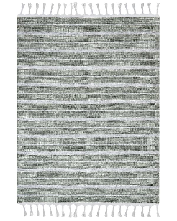 Matto tummanvihreä 160 x 230 cm muovi raidallinen suorakulmio käsintehty sisälle ulos moderni