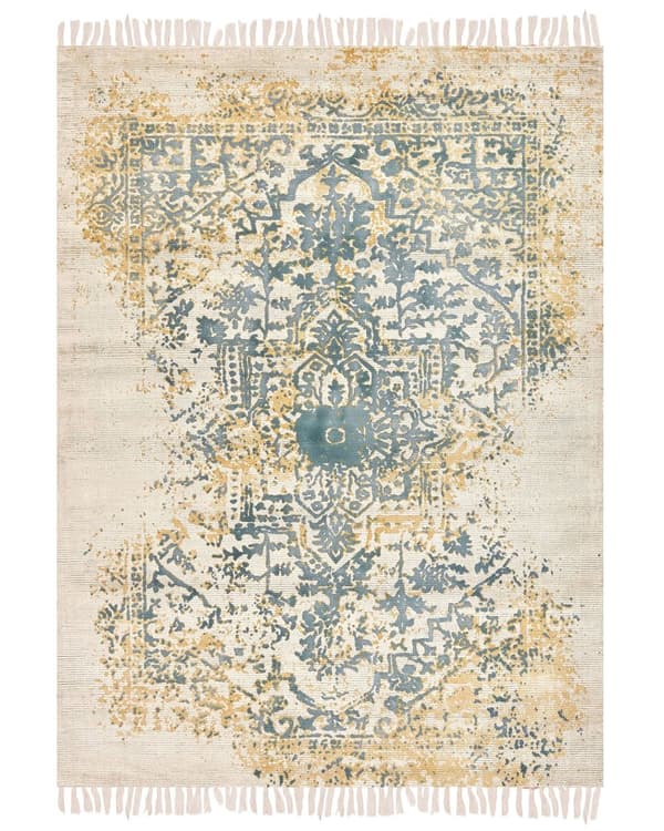 Matto keltainen tummanvihreä 160 x 230 cm viskoosi itämainen kuvio suorakulmio boho