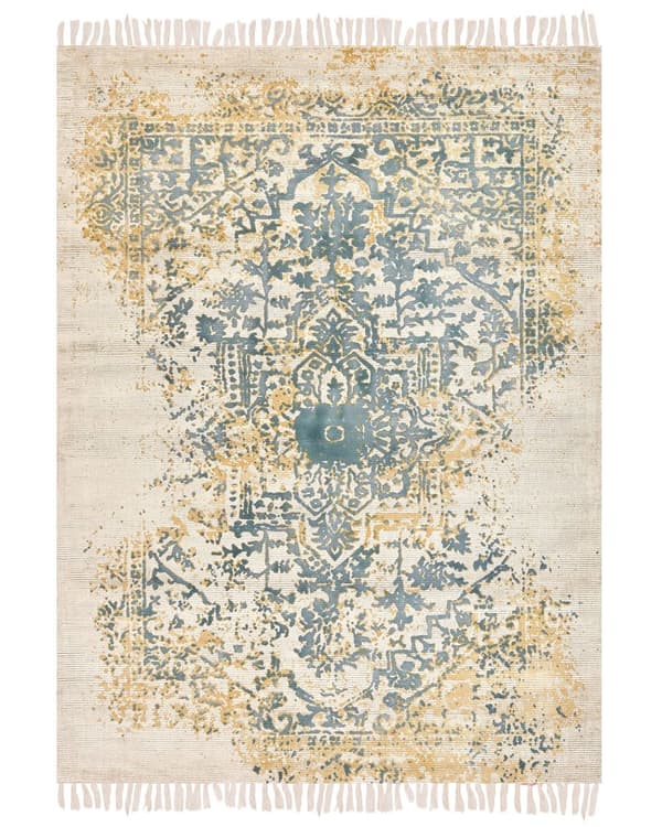 Matto keltainen tummanvihreä 160 x 230 cm viskoosi itämainen kuvio suorakulmio boho