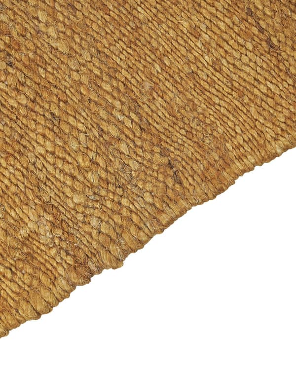 Matto juutti sinapinkeltainen 160 x 230 cm ruskeilla hapsuilla käsin tehty boho-tyyli