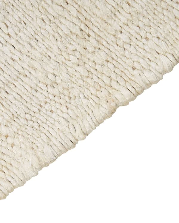 Matto juutti vaalea beige 160 x 230 cm ruskeilla hapsuilla käsin tehty boho-tyyli