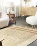 Miniatyrbillede 2 af 7: Tæppe Beige Jute 160 x 230 cm Rektangulært med kvaster Geometrisk mønster Håndvævet Boho Style Soveværelse Stue