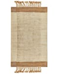 Miniatyrbillede 4 af 7: Tæppe Beige Jute 80 x 150 cm Rektangulært med Kvaster Geometrisk Mønster Håndvævet Boho Stil Soveværelse Stue