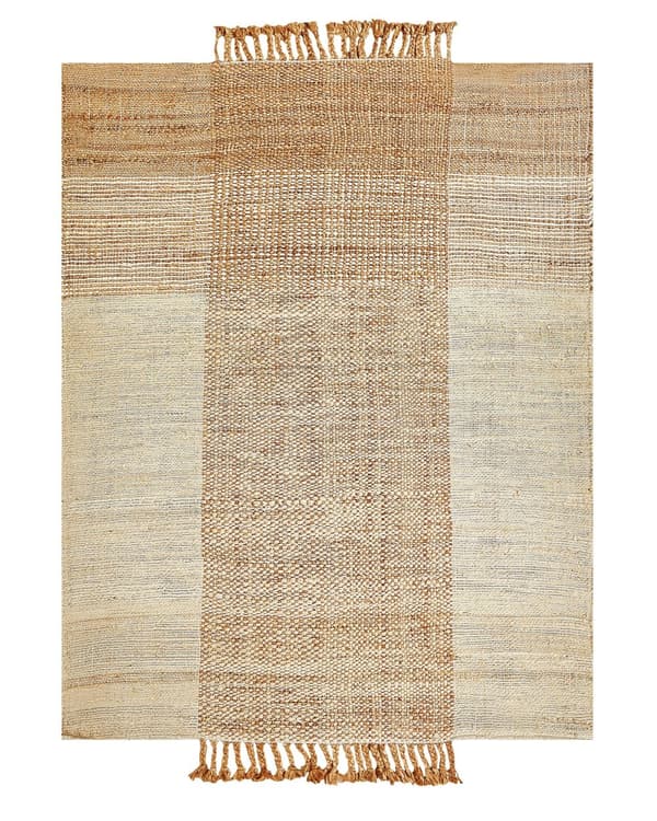 Tæppe Beige Jute 140 x 200 cm Rektangulært med Kvaster Geometrisk Mønster Håndvævet Boho Style Soveværelse Stue