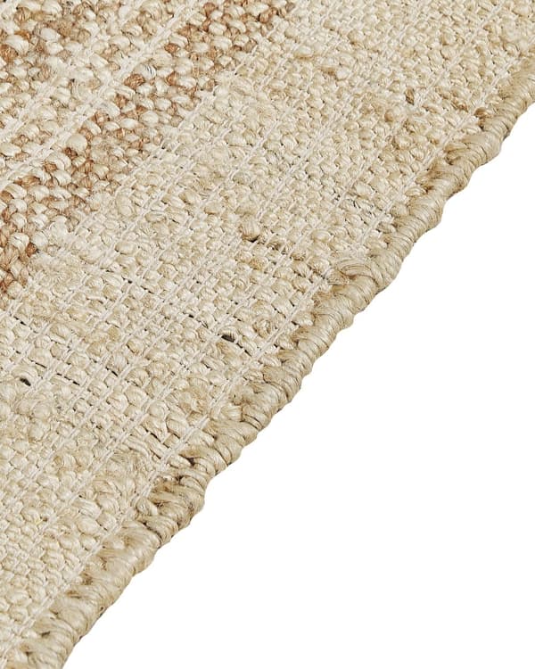 Tæppe Beige Jute 80 x 150 cm Rektangulært med kvaster Geometrisk mønster Håndvævet Boho Style Soveværelse Stue