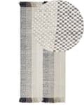 Miniatyrbilde 1 av 7: Teppe Off-White Ull 80 x 150 cm Frynser Håndvevd Moderne design Dekorativt Tekstil Gang Soverom Stue