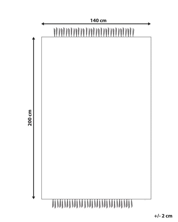 Gulvteppe Hvit Svart Ull 140 x 200 cm Rektangulært Håndvevd med dusker Moderne Ullteppe Teppe