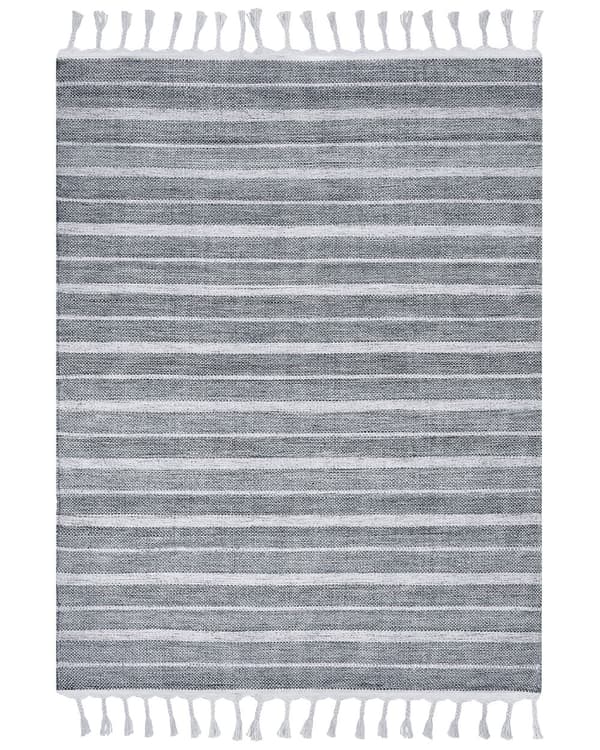 Teppe Gulvteppe Lysegrå Grå Stoff 160 x 230 cm Stue Soverom Stripete Mønster Moderne