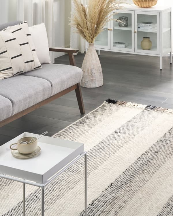 Teppe Off White Ull 160 x 230 cm Frynser Håndvevd Moderne design Dekorativt Tekstil Gang Soverom Stue