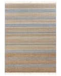 Miniatyrbilde 4 av 7: Teppe Jute Beige Lyseblå 160 x 230 cm Dusker Stripete mønster Håndvevd Løper Boho Gang Stue Soverom