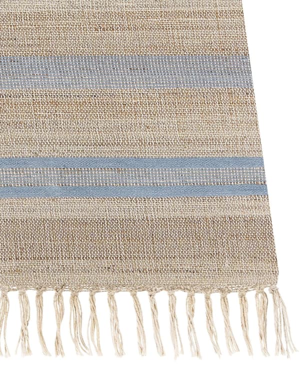 Teppe Jute Beige Lyseblå 160 x 230 cm Dusker Stripete mønster Håndvevd Løper Boho Gang Stue Soverom