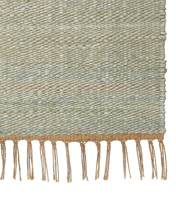 Teppe Grønn Jute 160 x 230 cm Frynser Håndvevd Boho Dekorativt Tekstil Gang Soverom