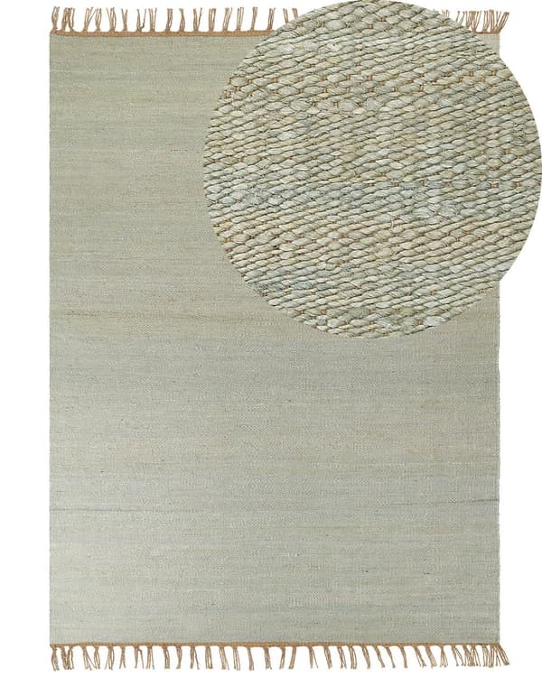 Teppe Grønn Jute 160 x 230 cm Frynser Håndvevd Boho Dekorativt Tekstil Gang Soverom