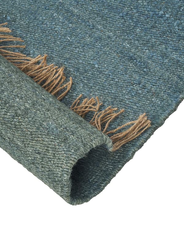 Teppe Blå Jute 80 x 150 cm Frynser Håndvevd Boho Dekorativt Tekstil Gang Soverom