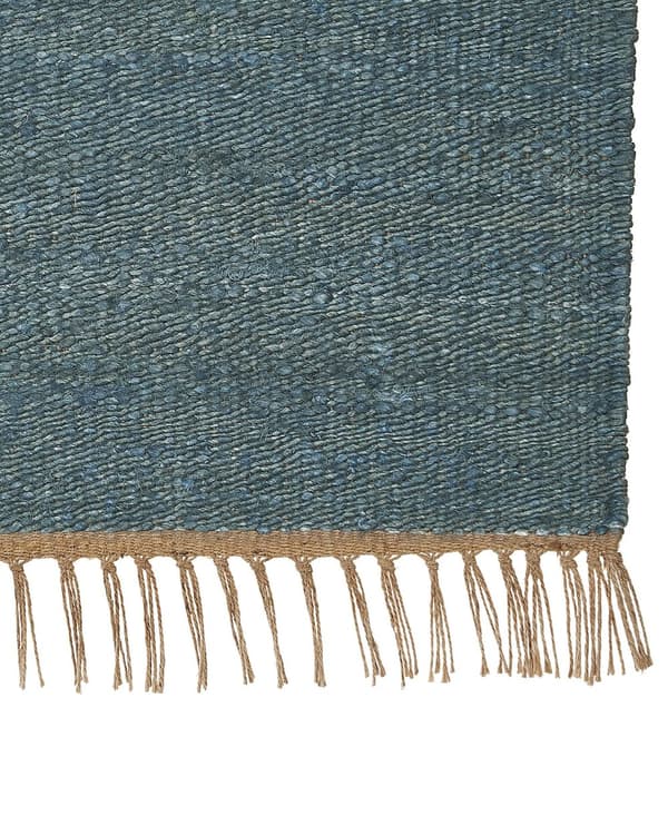Teppe Blå Jute 80 x 150 cm Frynser Håndvevd Boho Dekorativt Tekstil Gang Soverom