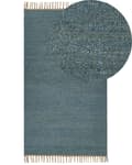 Miniatyrbilde 1 av 7: Teppe Blå Jute 80 x 150 cm Frynser Håndvevd Boho Dekorativt Tekstil Gang Soverom