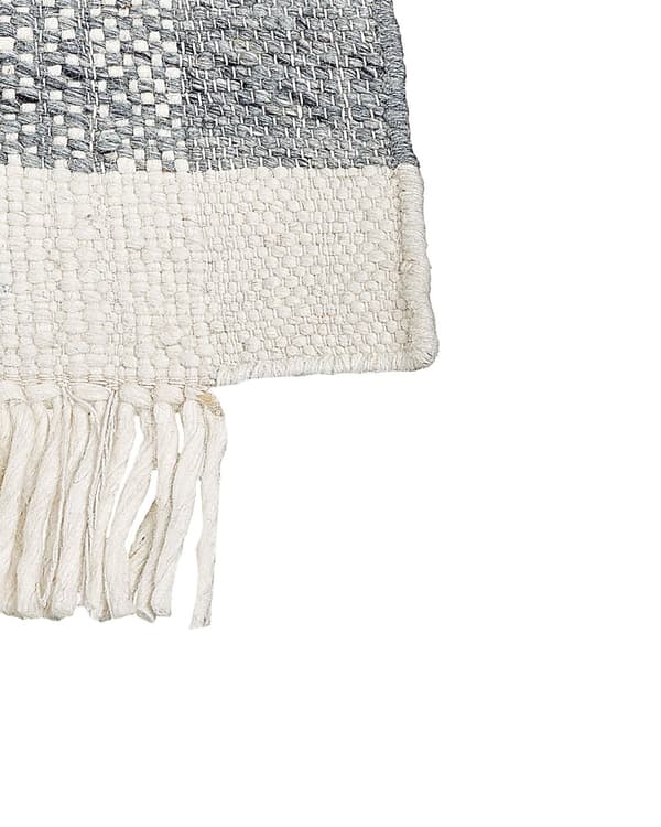 Teppe Grå Off White Ull 140 x 200 cm Frynser Håndvevd Moderne design Dekorativt Tekstil Gang Soverom Stue