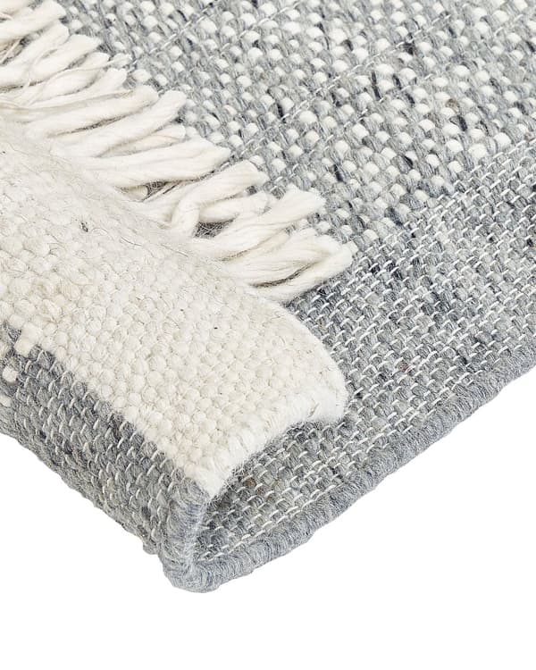 Teppe Grå Off White Ull 140 x 200 cm Frynser Håndvevd Moderne design Dekorativt Tekstil Gang Soverom Stue