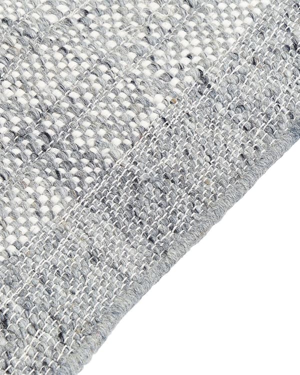 Teppe Grå Off White Ull 140 x 200 cm Frynser Håndvevd Moderne design Dekorativt Tekstil Gang Soverom Stue