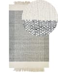 Miniatyrbilde 1 av 7: Teppe Grå Off White Ull 140 x 200 cm Frynser Håndvevd Moderne design Dekorativt Tekstil Gang Soverom Stue