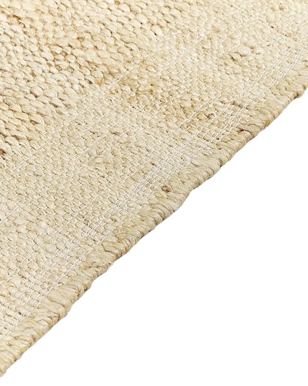 Matto beige juutti 160 x 230 cm neliskulmainen käsinkudottu hapsuilla boho-tyyli