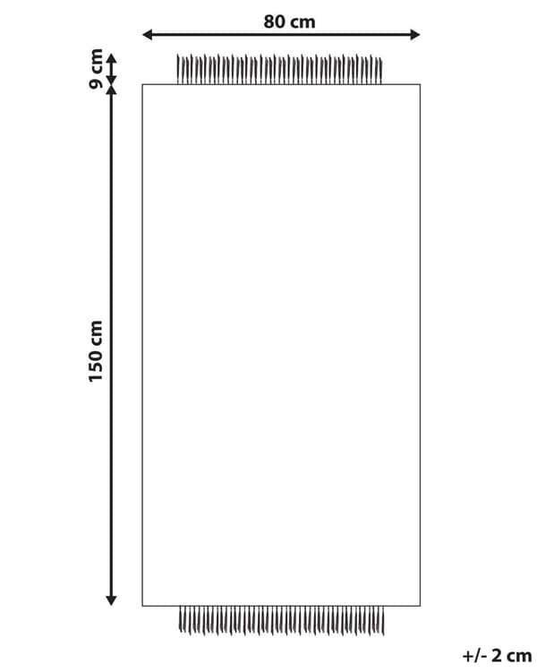 Matto beige juutti 80 x 150 cm neliskulmainen käsinkudottu hapsuilla boho-tyyli
