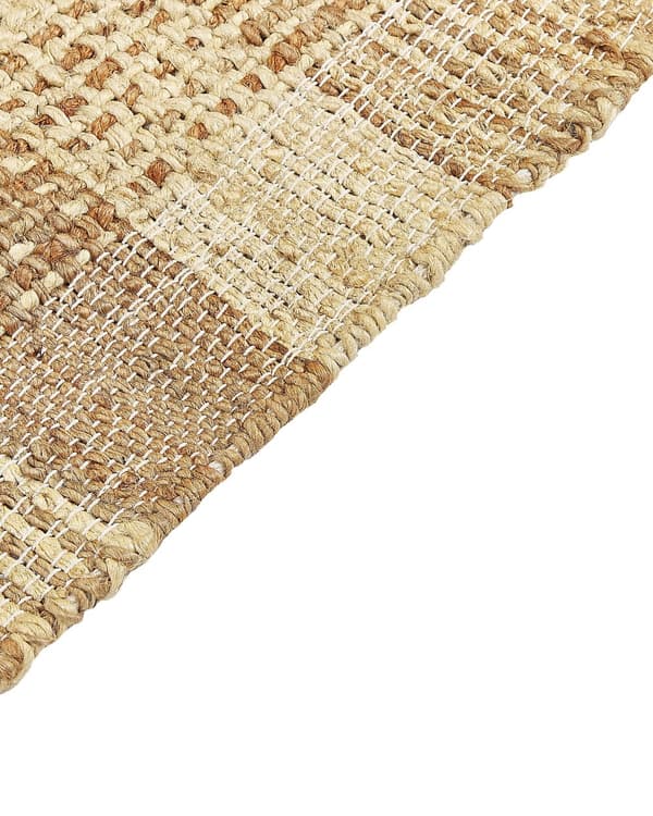 Matto beige juutti 80 x 150 cm neliskulmainen käsinkudottu hapsuilla boho-tyyli