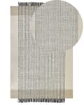Miniatyrbilde 1 av 7: Gulvteppe Beige Svart 140 x 200 cm Ullteppe Håndvevd Teppe med dusker