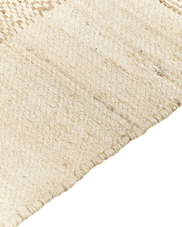 Gulvteppe Beige Jute 160 x 230 cm Juteteppe Geometrisk mønster Håndvevd Boho Soverom Stue